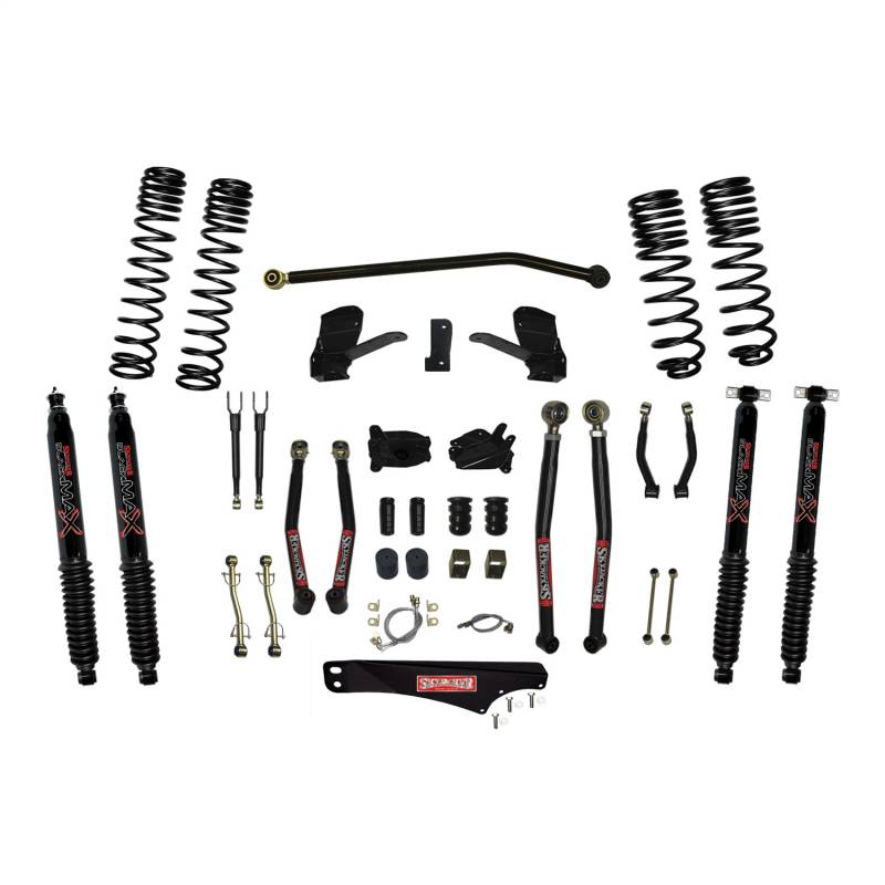 Skyjacker - Skyjacker 7 Inch Dual Rate Long Travel Long Arm Suspension Lift Kit/Black MAX Shocks JK70LKLT-SX-B