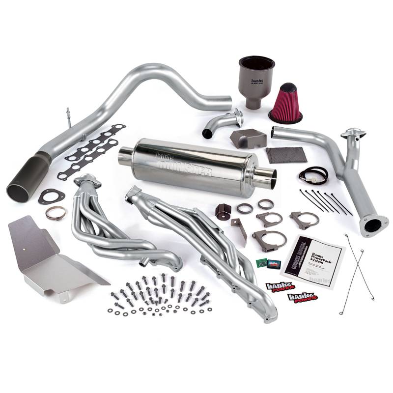 Banks Power - PowerPack Bundle W/AutoMind ModuleSingle Exit Exhaust Black Tip 99-04 Ford 6.8 Truck EGR Late Catalytic Converter Banks Power