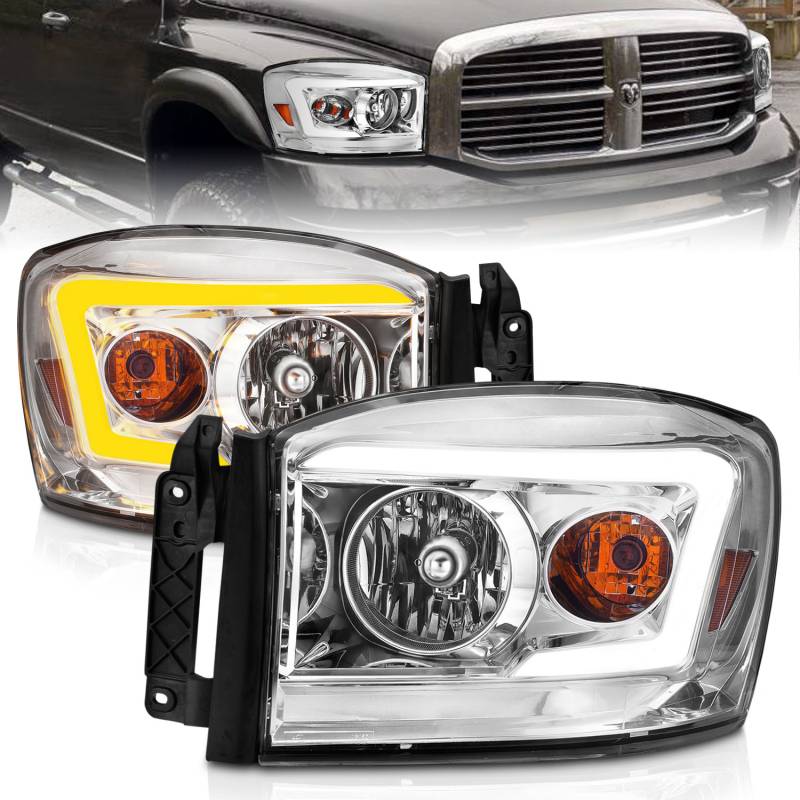 ANZO USA - ANZO USA CRYSTAL HEADLIGHT W/ LIGHT BAR SWITCHBACK CHROME HOUSING CLEAR LENS 111527