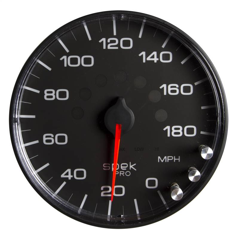 AutoMeter - AutoMeter GAUGE, SPEEDOMETER, 5" , 180 MPH, ELEC. PROGRAMMABLE, BLACK/BLACK, SPEK-PRO P230328