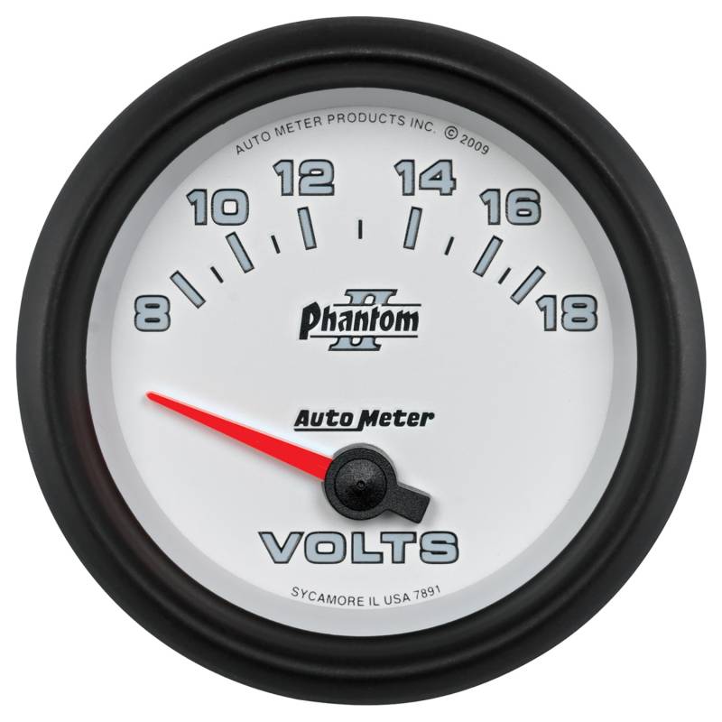 AutoMeter - AutoMeter GAUGE, VOLTMETER, 2 5/8" , 18V, ELECTRIC, PHANTOM II 7891