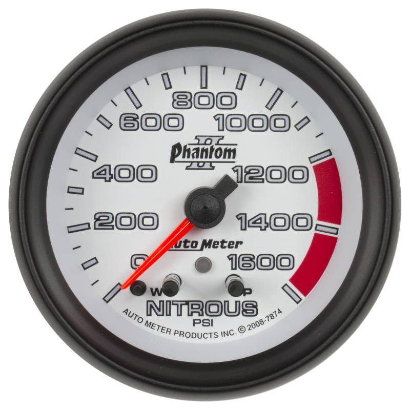 AutoMeter - AutoMeter GAUGE, NITROUS PRESS, 2 1/16", 1600PSI, STEPPER MOTOR W/ PEAK & WARN, PHANTOM II 7874