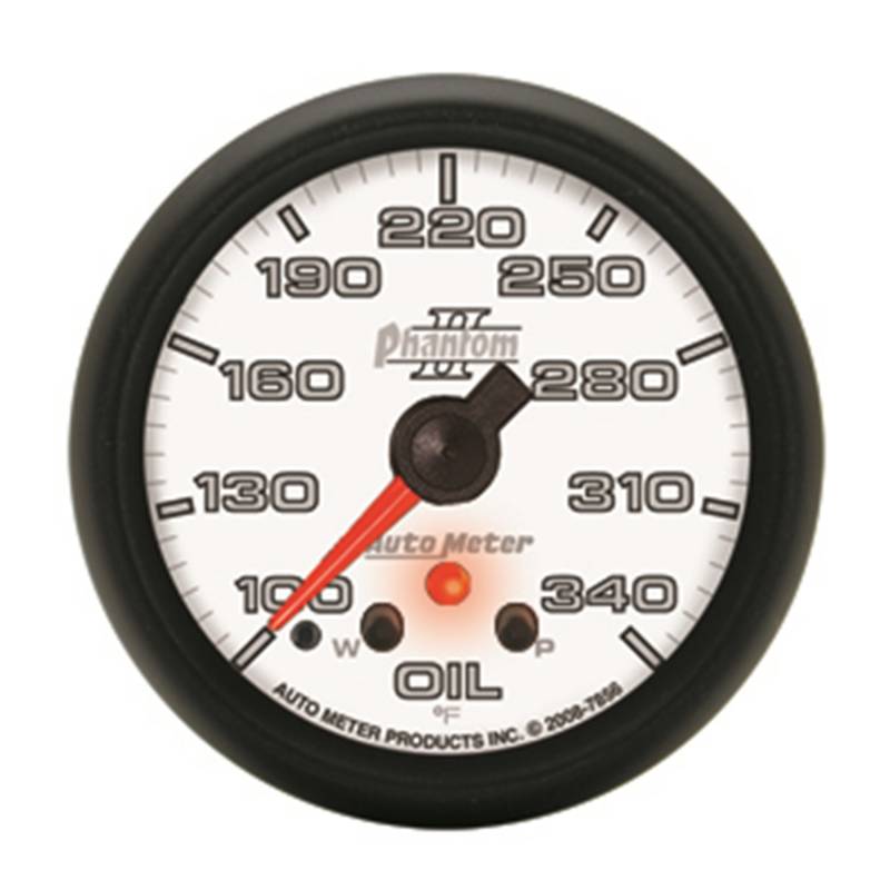 AutoMeter - AutoMeter GAUGE,OIL TEMP,2 1/16",340 Degrees F,STEPPER MOTOR W/ PEAK & WARN,PHANTOM II 7856
