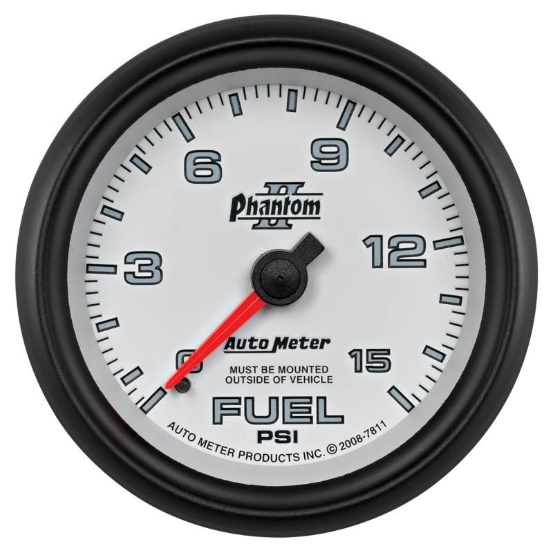 AutoMeter - AutoMeter GAUGE, FUEL PRESSURE, 2 5/8" , 15PSI, MECHANICAL, PHANTOM II 7811