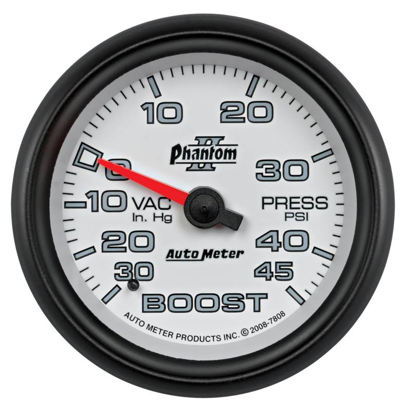 AutoMeter - AutoMeter GAUGE, VAC/BOOST, 2 5/8" , 30INHG-45PSI, MECHANICAL, PHANTOM II 7808