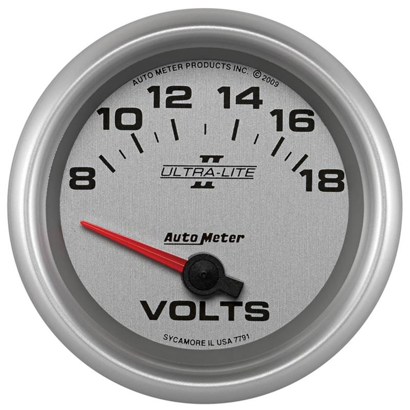 AutoMeter - AutoMeter GAUGE, VOLTMETER, 2 5/8" , 18V, ELECTRIC, ULTRA-LITE II 7791