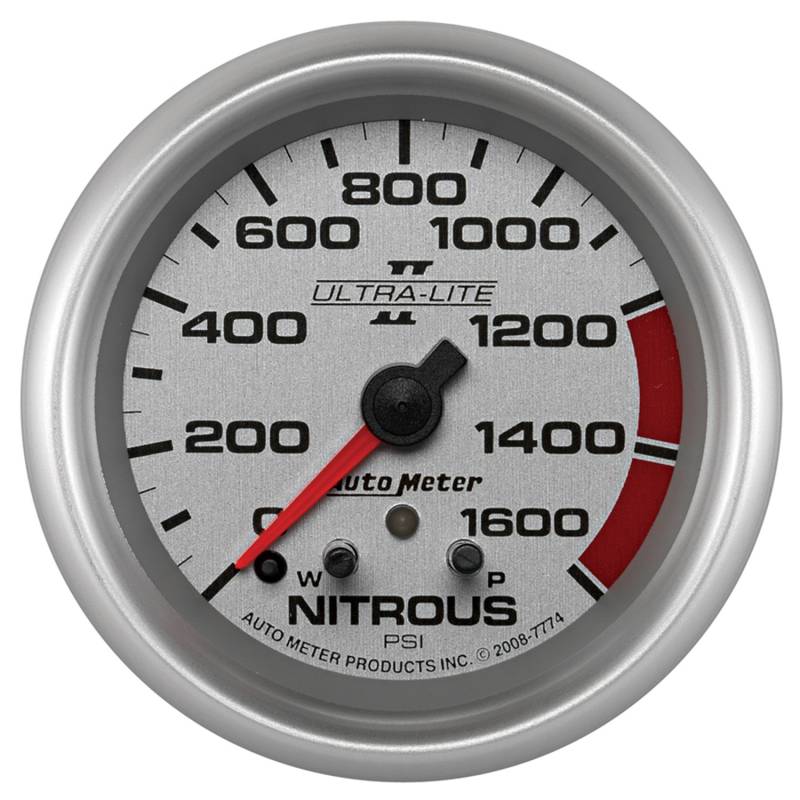 AutoMeter - AutoMeter GAUGE, NITROUS PRESS, 2 5/8" , 1600PSI, STEPPER MOTOR W/ PK & WRN, ULTRA-LITE II 7774