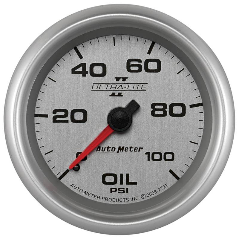 AutoMeter - AutoMeter GAUGE, OIL PRESSURE, 2 5/8" , 100PSI, MECHANICAL, ULTRA-LITE II 7721