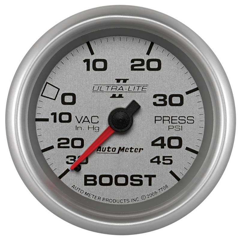 AutoMeter - AutoMeter GAUGE, VAC/BOOST, 2 5/8" , 30INHG-45PSI, MECHANICAL, ULTRA-LITE II 7708