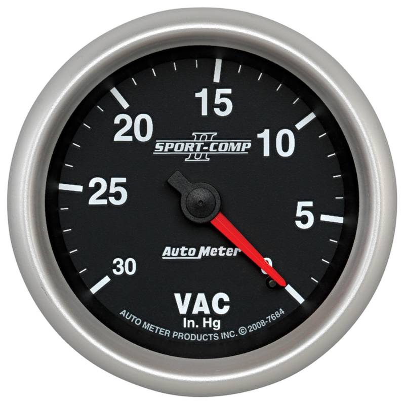 AutoMeter - AutoMeter GAUGE, VACUUM, 2 5/8" , 30INHG, MECHANICAL, SPORT-COMP II 7684
