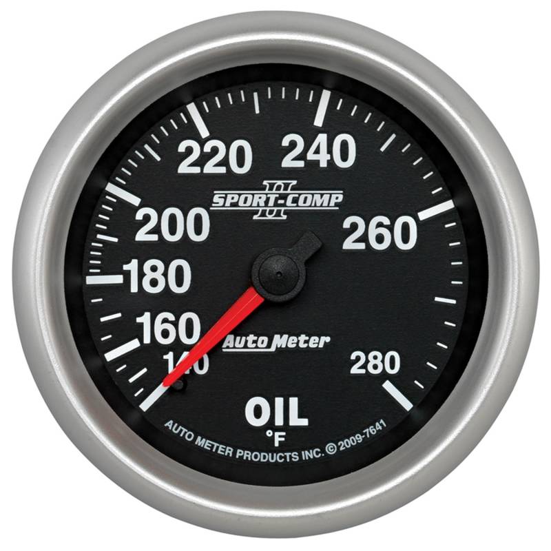 AutoMeter - AutoMeter GAUGE, OIL TEMP, 2 5/8" , 140-280 Degrees F, MECHANICAL, SPORT-COMP II 7641