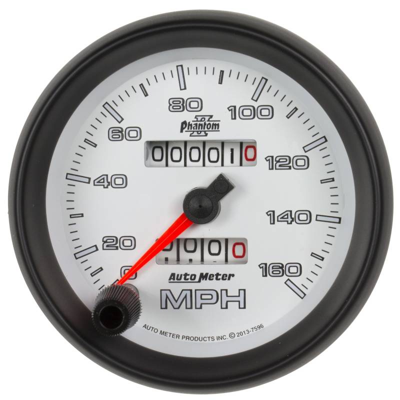 AutoMeter - AutoMeter GAUGE, SPEEDOMETER, 3 3/8" , 160MPH, MECHANICAL, PHANTOM II 7596