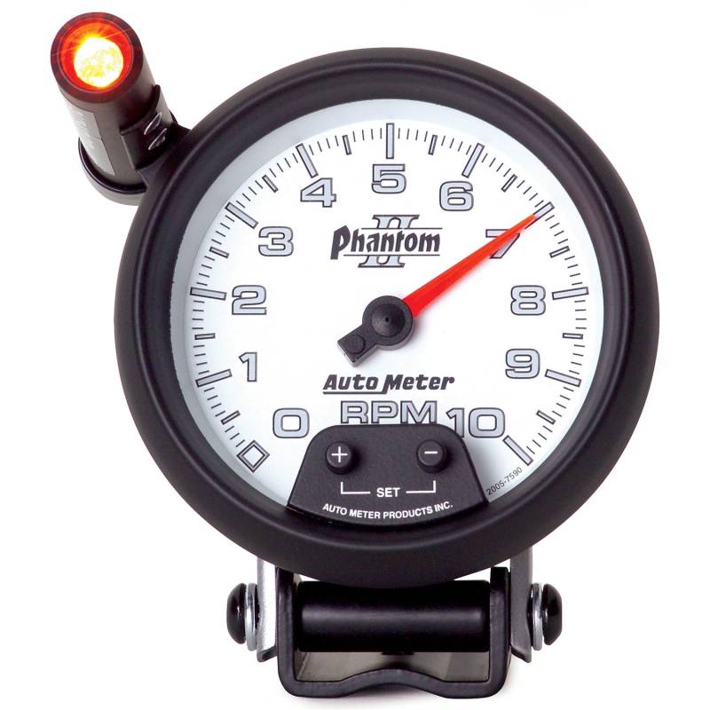 AutoMeter - AutoMeter GAUGE, TACHOMETER, 3 3/4" , 10K RPM, PEDESTAL W/ EXT. QUICK-LITE, PHANTOM II 7590