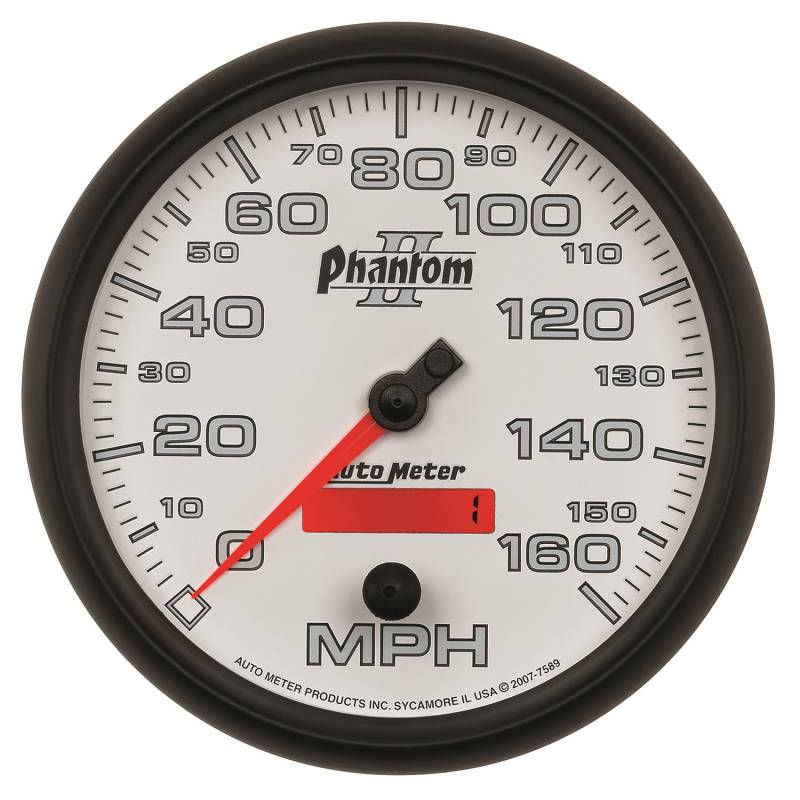 AutoMeter - AutoMeter GAUGE, SPEEDOMETER, 5" , 160MPH, ELEC. PROGRAMMABLE, PHANTOM II 7589