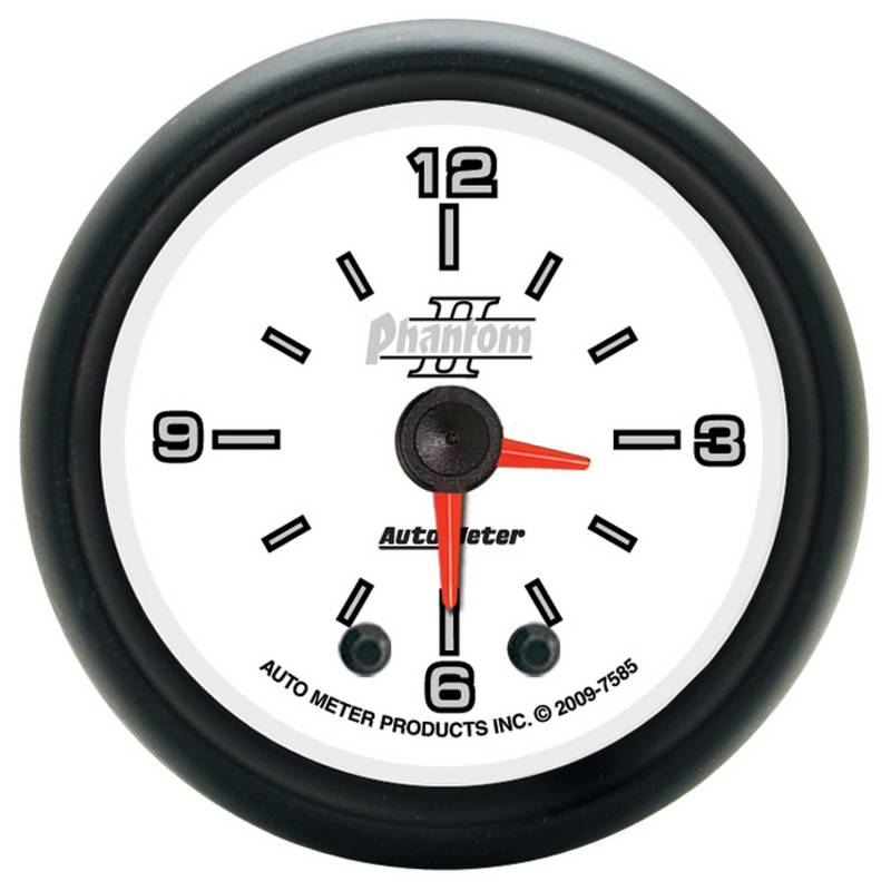 AutoMeter - AutoMeter GAUGE, CLOCK, 2 1/16" , 12HR, ANALOG, PHANTOM II 7585