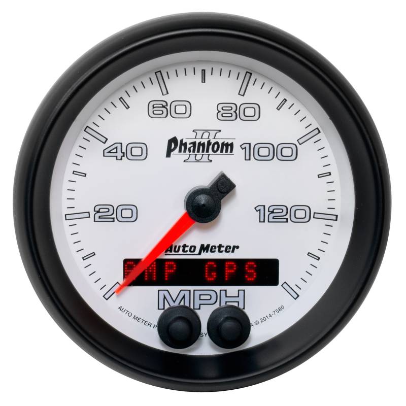 AutoMeter - AutoMeter GAUGE, SPEEDOMETER, 3 3/8" , 140MPH, GPS, PHANTOM II 7580