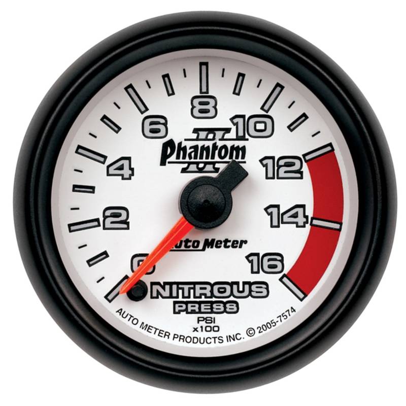 AutoMeter - AutoMeter GAUGE, NITROUS PRESSURE, 2 1/16" , 1600PSI, DIGITAL STEPPER MOTOR, PHANTOM II 7574