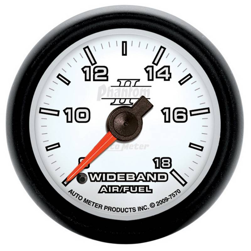 AutoMeter - AutoMeter GAUGE, AIR/FUEL RATIO-WIDEBAND, ANALOG, 2 1/16" , 8:1-18:1, STPR MTR, PHANTOM II 7570