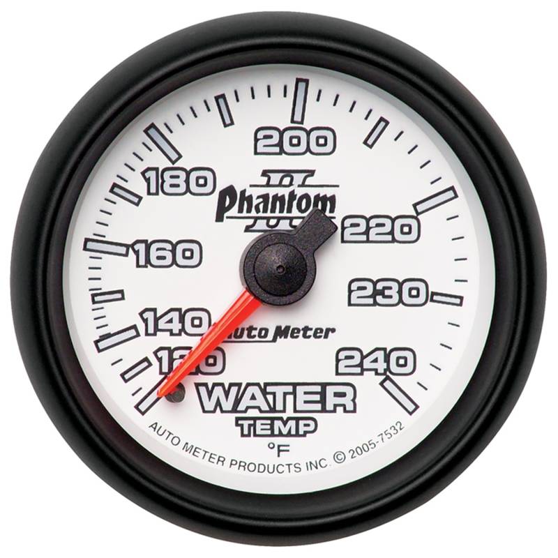 AutoMeter - AutoMeter GAUGE, WATER TEMP, 2 1/16" , 120-240 Degrees F, MECHANICAL, PHANTOM II 7532
