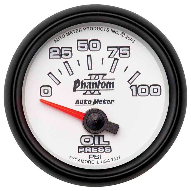 AutoMeter - AutoMeter GAUGE, OIL PRESSURE, 2 1/16" , 100PSI, ELECTRIC, PHANTOM II 7527