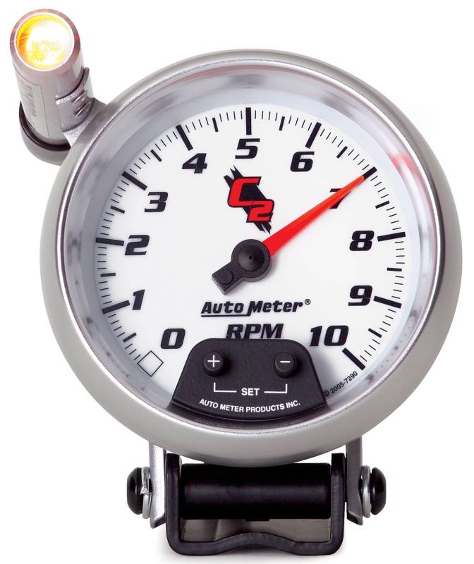 AutoMeter - AutoMeter GAUGE, TACHOMETER, 3 3/4" , 10K RPM, PEDESTAL W/ EXT. QUICK-LITE, C2 7290