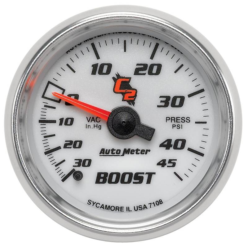 AutoMeter - AutoMeter GAUGE, VAC/BOOST, 2 1/16" , 30INHG-45PSI, MECHANICAL, C2 7108