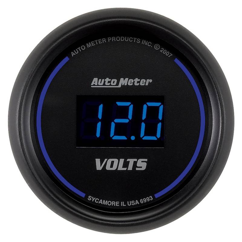 AutoMeter - AutoMeter GAUGE, VOLTMETER, 2 1/16" , 18V, DIGITAL, BLACK DIAL W/ BLUE LED 6993