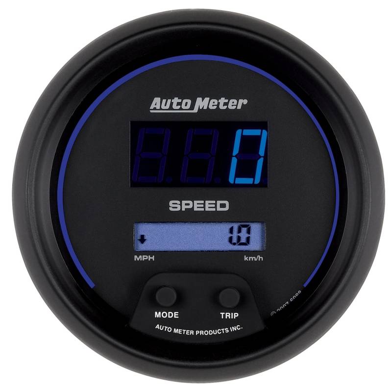 AutoMeter - AutoMeter GAUGE, SPEEDO, 3 3/8", 260MPH / 260KM/H, ELEC PROGRAM, DIGITAL, BLACK W/ BLU LED 6988