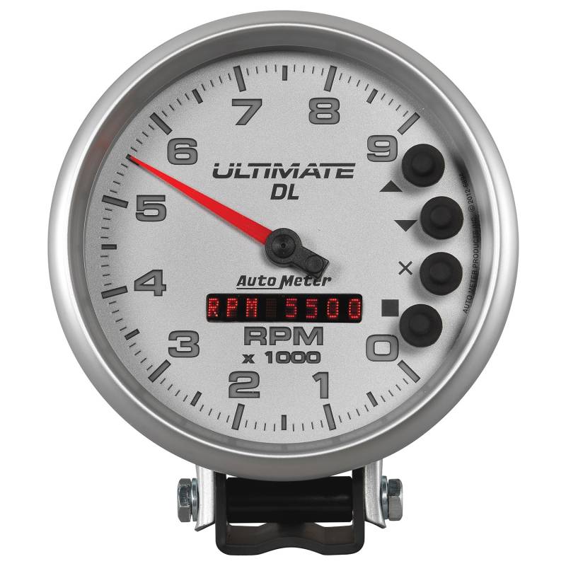 AutoMeter - AutoMeter GAUGE, TACH, 5" , 9K RPM, PEDESTAL, DATALOGGING, ULTIMATE DL PLAYBACK, SILVER 6894