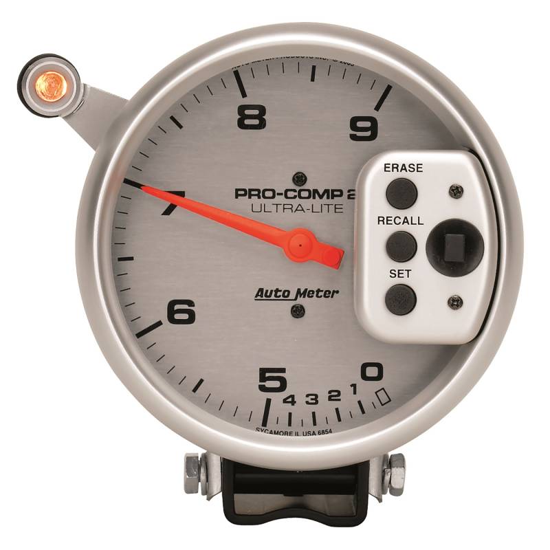 AutoMeter - AutoMeter GAUGE, TACH, 5" , 9K RPM, PEDESTAL W/ QUICK LITE, DUAL RANGE W/PEAK MEMORY, UL 6854