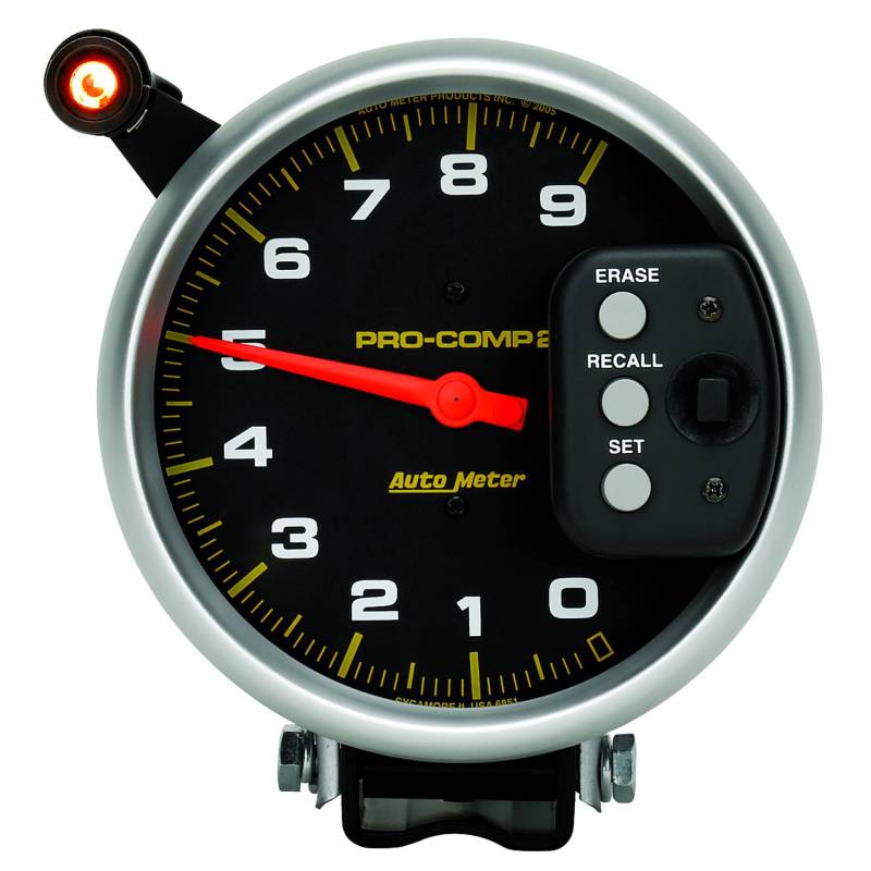 AutoMeter - AutoMeter GAUGE, TACH, 5" , 9K RPM, PEDESTAL W/ QUICK LITE & PEAK MEMORY, PRO-COMP 6851