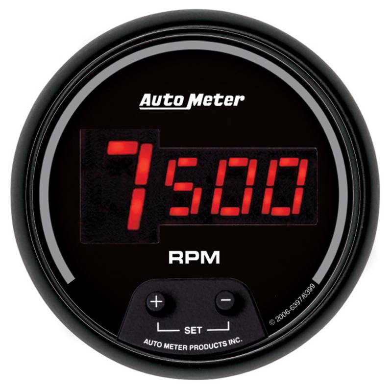 AutoMeter - AutoMeter GAUGE, TACH, 3 3/8" , 10K RPM, IN-DASH, DIGITAL, BLACK DIAL W/ RED LED 6397