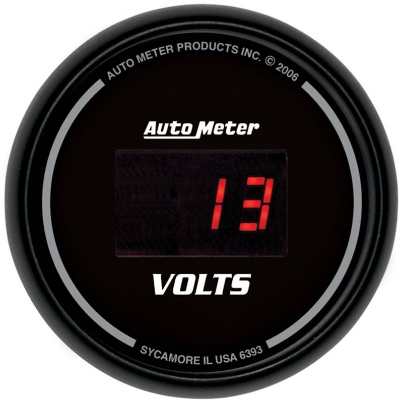 AutoMeter - AutoMeter GAUGE, VOLTMETER, 2 1/16" , 18V, DIGITAL, BLACK DIAL W/ RED LED 6393