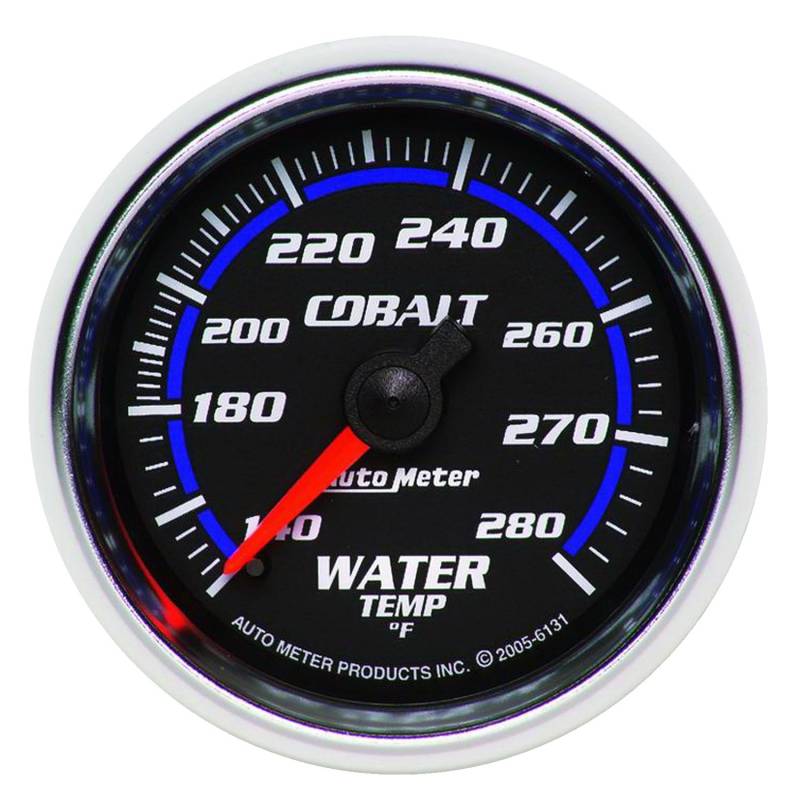 AutoMeter - AutoMeter GAUGE, WATER TEMP, 2 1/16" , 140-280 Degrees F, MECHANICAL, COBALT 6131