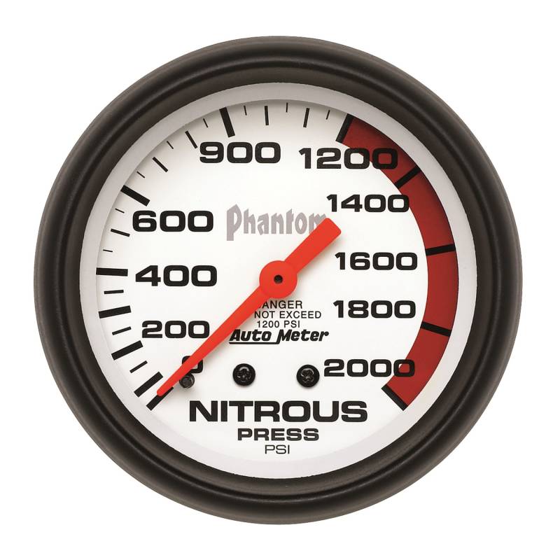 AutoMeter - AutoMeter GAUGE, NITROUS PRESSURE, 2 5/8" , 2000PSI, MECHANICAL, PHANTOM 5828