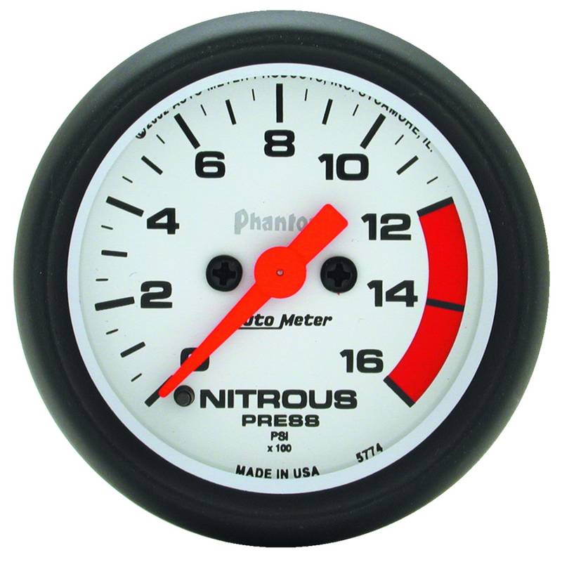 AutoMeter - AutoMeter GAUGE, NITROUS PRESSURE, 2 1/16" , 1600PSI, DIGITAL STEPPER MOTOR, PHANTOM 5774