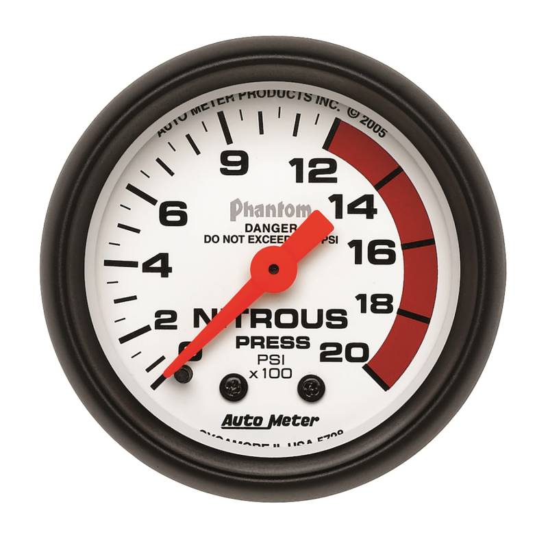 AutoMeter - AutoMeter GAUGE, NITROUS PRESSURE, 2 1/16" , 2000PSI, MECHANICAL, PHANTOM 5728