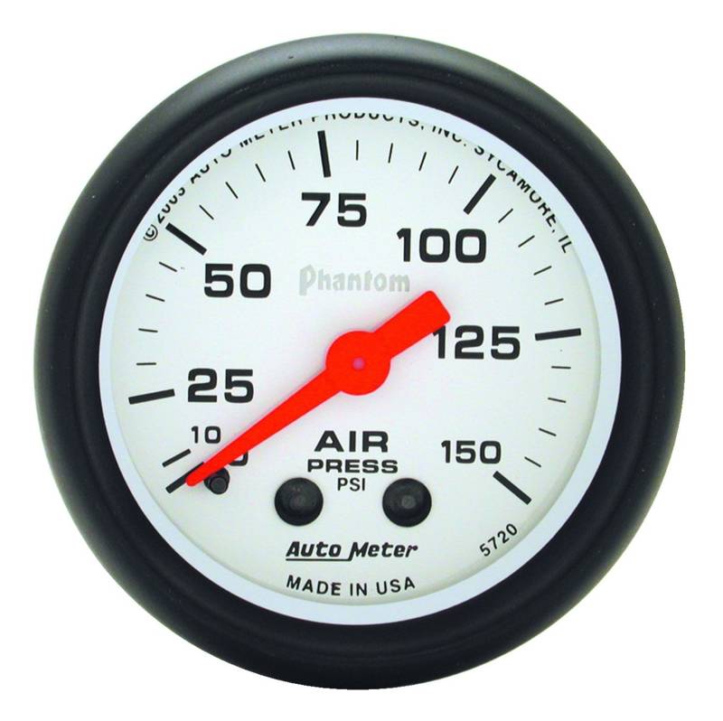 AutoMeter - AutoMeter GAUGE, AIR PRESS, 2 1/16" , 150PSI, MECHANICAL, PHANTOM 5720
