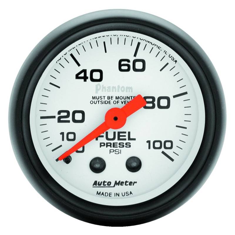 AutoMeter - AutoMeter GAUGE, FUEL PRESSURE, 2 1/16" , 100PSI, MECHANICAL, PHANTOM 5712