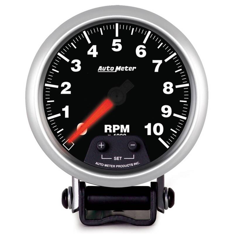 AutoMeter - AutoMeter GAUGE, TACH, 3 3/4" , 10K RPM, PEDESTAL W/ SHIFT LIGHT & PEAK MEM, ELITE 5690