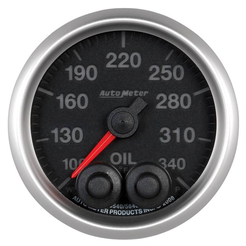 AutoMeter - AutoMeter GAUGE, OIL TEMP, 2 1/16" , 340 Degrees F, STEPPER MOTOR W/PEAK & WARN, ELITE 5640