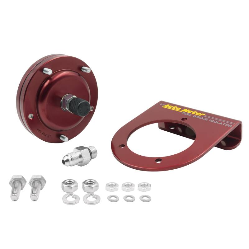 AutoMeter - AutoMeter FUEL PRESS ISOLATOR KIT, FOR 15 PSI GAUGES, RED ANODIZED ALUMINUM, -4AN FITTINGS 5376