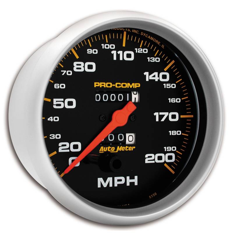 AutoMeter - AutoMeter GAUGE, SPEEDOMETER, 5" , 200MPH, MECHANICAL, PRO-COMP 5156