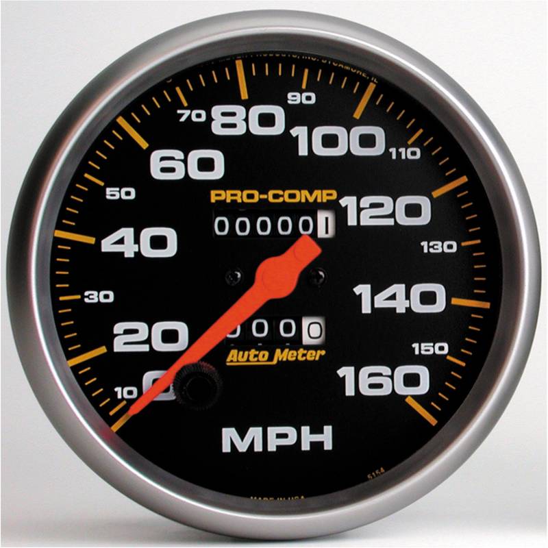 AutoMeter - AutoMeter GAUGE, SPEEDOMETER, 5" , 160MPH, MECHANICAL, PRO-COMP 5154