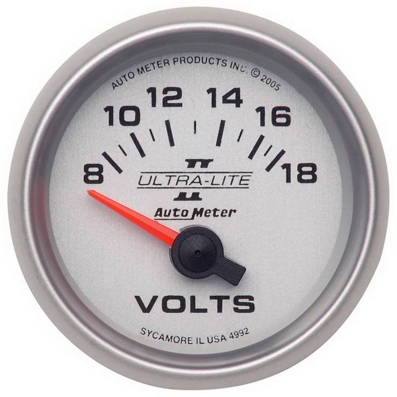AutoMeter - AutoMeter GAUGE, VOLTMETER, 2 1/16" , 18V, ELECTRIC, ULTRA-LITE II 4992