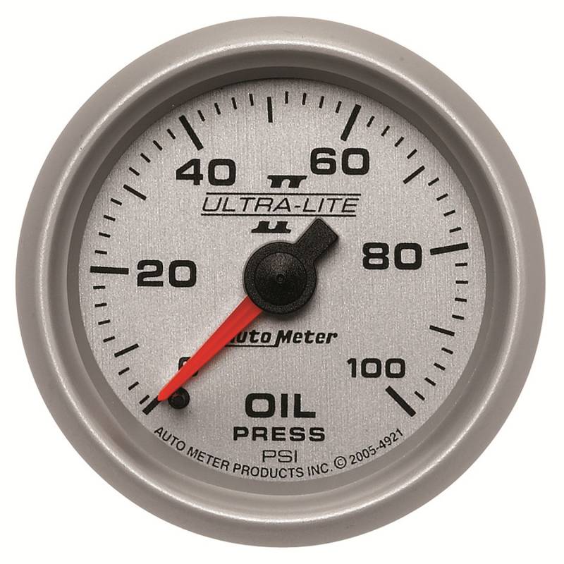AutoMeter - AutoMeter GAUGE, OIL PRESSURE, 2 1/16" , 100PSI, MECHANICAL, ULTRA-LITE II 4921
