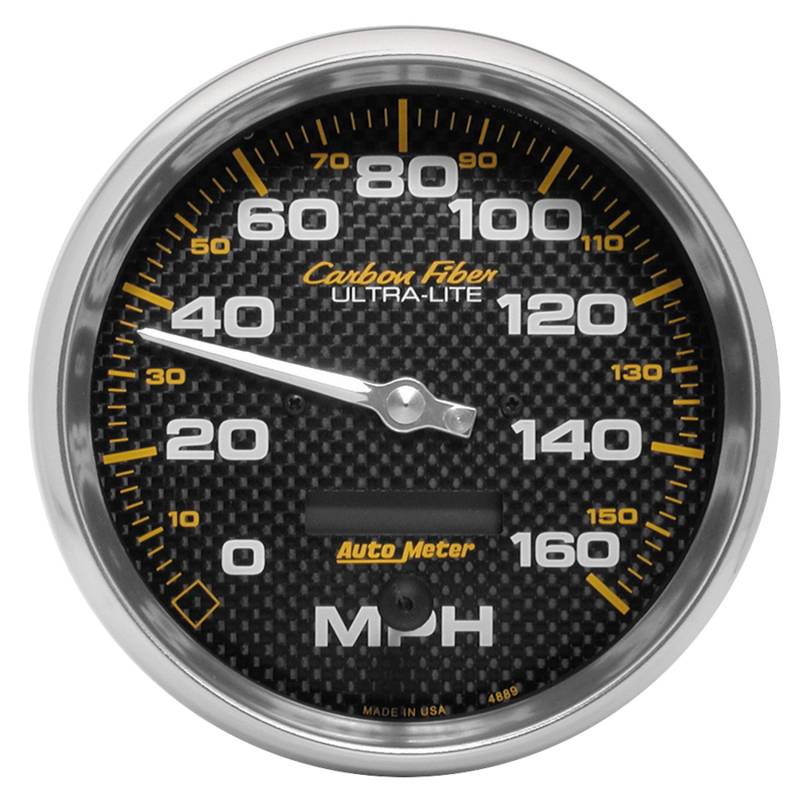 AutoMeter - AutoMeter GAUGE, SPEEDOMETER, 5" , 160MPH, ELEC. PROGRAMMABLE, CARBON FIBER 4889