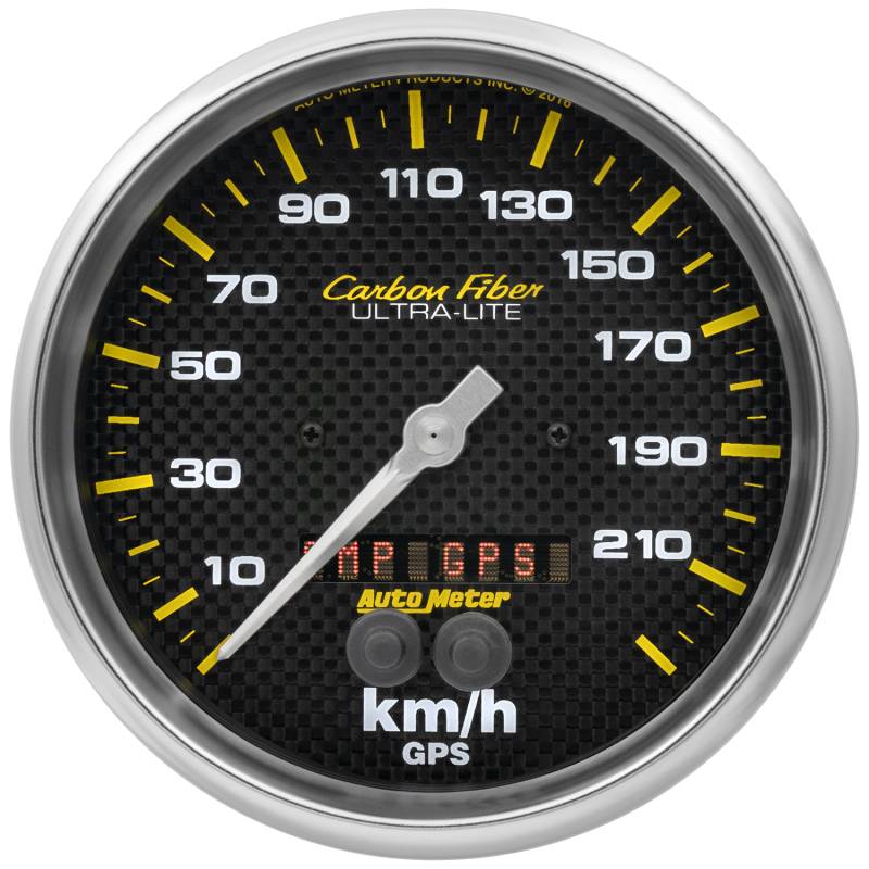 AutoMeter - AutoMeter GAUGE, SPEEDOMETER, 5" , 225KM/H, GPS, CARBON FIBER 4881-M