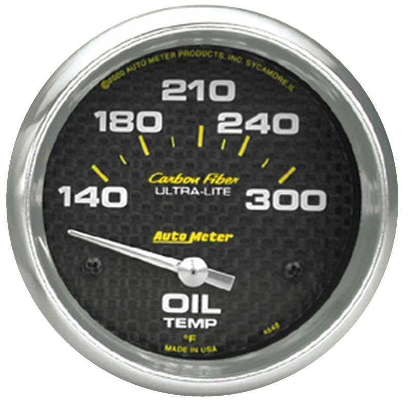 AutoMeter - AutoMeter GAUGE, OIL TEMP, 2 5/8" , 140-300 Degrees F, ELECTRIC, CARBON FIBER 4848