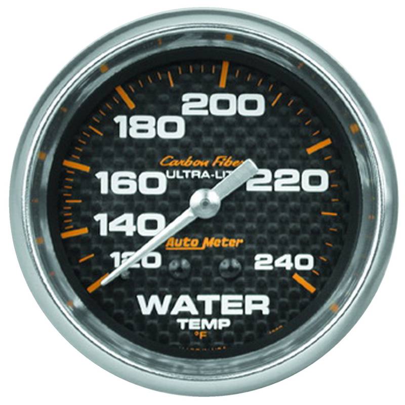 AutoMeter - AutoMeter GAUGE, WATER TEMP, 2 5/8" , 120-240 Degrees F, MECHANICAL, CARBON FIBER 4832